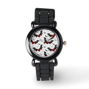 Halloween hart met zwarte vleugels horloge