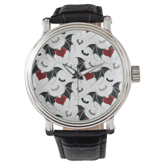 Halloween hart met zwarte vleugels horloge (Voorkant)