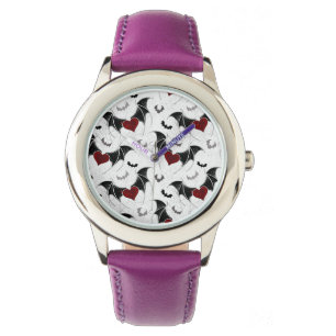 Halloween hart met zwarte vleugels horloge