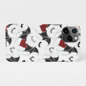 Halloween hart met zwarte vleugels iPhone hoesje (Achterkant horizontaal)