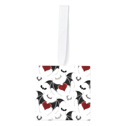 Halloween hart met zwarte vleugels kubus ornament (Voorkant)