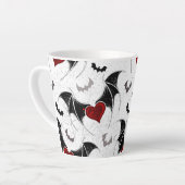 Halloween hart met zwarte vleugels latte mok (Linkerhoek)