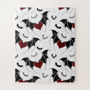 Halloween hart met zwarte vleugels legpuzzel