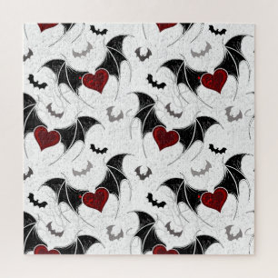 Halloween hart met zwarte vleugels legpuzzel