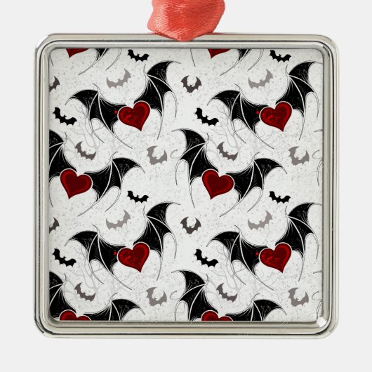 Halloween hart met zwarte vleugels metalen ornament (Voorkant)