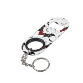 Halloween hart met zwarte vleugels mini flessenopener (Achterkant Gekanteld)