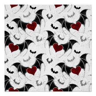 Halloween hart met zwarte vleugels perfect poster