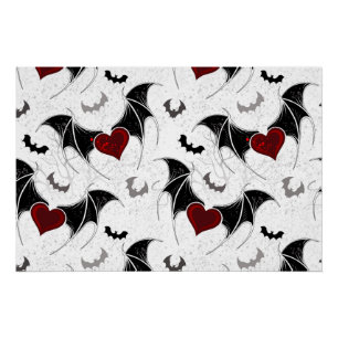 Halloween hart met zwarte vleugels perfect poster