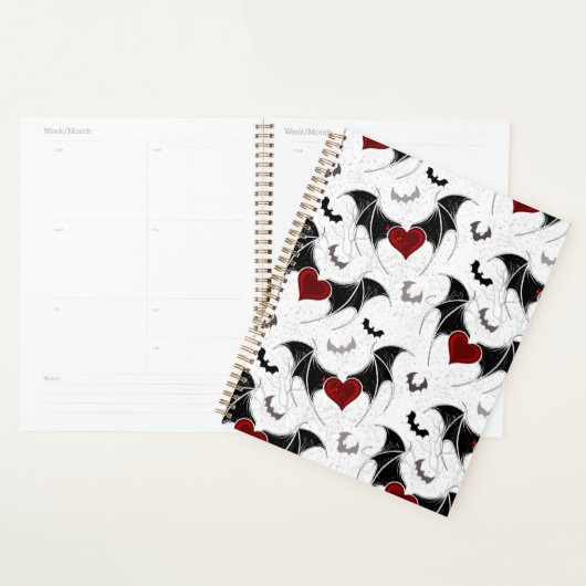 Halloween hart met zwarte vleugels planner (Display)