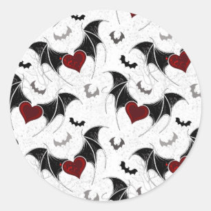 Halloween hart met zwarte vleugels ronde sticker