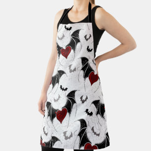 Halloween hart met zwarte vleugels schort