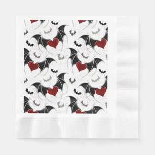 Halloween hart met zwarte vleugels servet