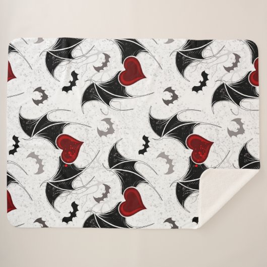 Halloween hart met zwarte vleugels sherpa deken (Voorkant (horizontaal))