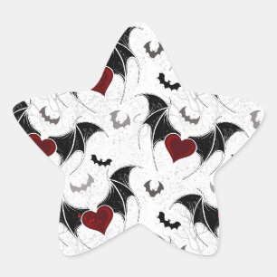 Halloween hart met zwarte vleugels ster sticker