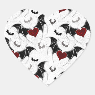 Halloween hart met zwarte vleugels sticker