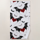 Halloween hart met zwarte vleugels strandlaken (Voorkant)