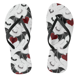 Halloween hart met zwarte vleugels teenslippers
