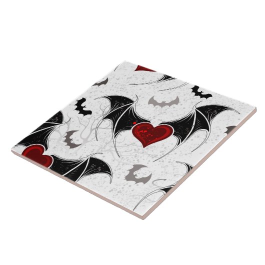 Halloween hart met zwarte vleugels tegeltje (Zijkant)