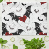 Halloween hart met zwarte vleugels theedoek (Gevouwen)