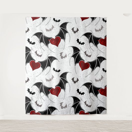 Halloween hart met zwarte vleugels wandkleed (Voorkant)