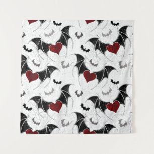 Halloween hart met zwarte vleugels wandkleed