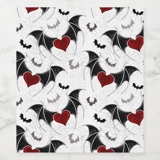 Halloween hart met zwarte vleugels wijn etiket (Enkel label)