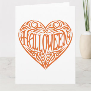 Halloween Hart, Oranje Hart, Feestdag Kaart