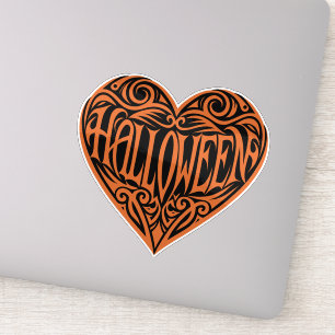 Halloween Hart, Oranje Hart, Feestdag Sticker