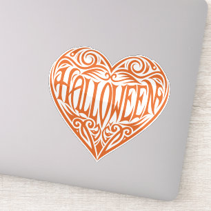 Halloween Hart, Oranje Hart, Feestdag Sticker