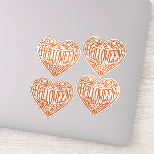 Halloween Hart, Oranje Hart, Feestdag Sticker