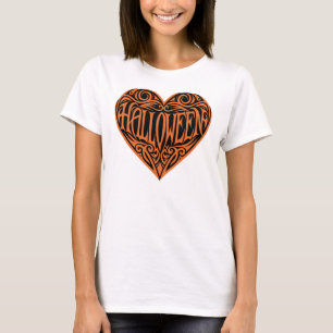 Halloween Hart, Oranje Hart, Feestdag T-shirt