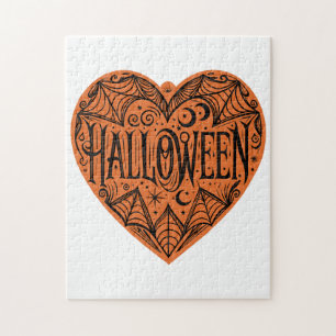 Halloween Hart, Oranje Hart Vorm, Feestdag Legpuzzel
