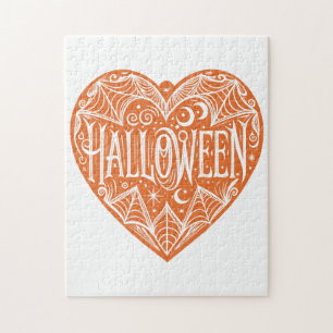 Halloween Hart, Oranje Hartvorm, Feestdag Legpuzzel