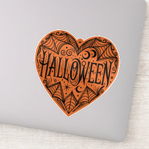 Halloween Hart, Oranje Hartvorm, Feestdag Sticker