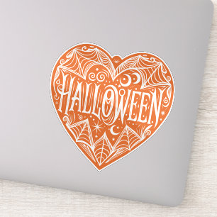 Halloween Hart, Oranje Hartvorm, Feestdag Sticker