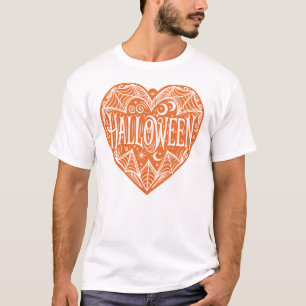 Halloween Hart, Oranje Hartvorm, Feestdag T-shirt