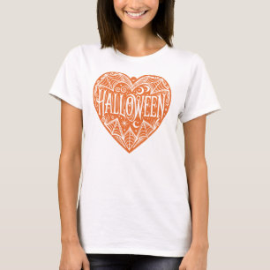 Halloween Hart, Oranje Hartvorm, Feestdag T-shirt