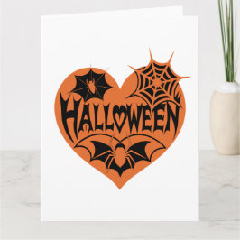 Halloween Hart, Oranje Hartvorm, Spinnenweb Kaart