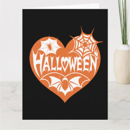 Halloween Hart, Oranje Hartvorm, Spinnenweb Kaart