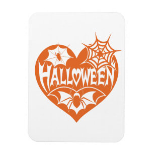 Halloween Hart, Oranje Hartvorm, Spinnenweb Magneet