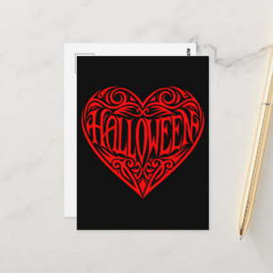 Halloween Hart, Rode Hart, Vakantie Briefkaart