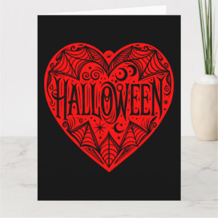 Halloween Hart, Rode Hartvorm, Feestdag Kaart