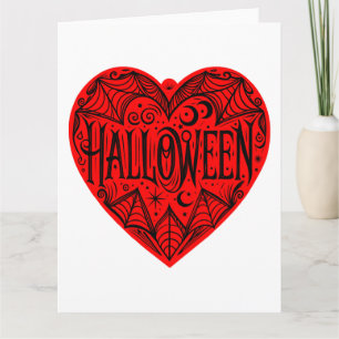 Halloween Hart, Rode Hartvorm, Feestdag Kaart