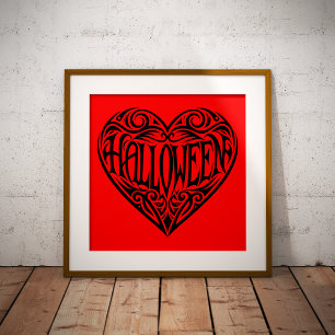 Halloween Hart, Zwart Hart, Feestdag Foto Afdruk