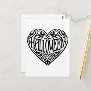 Halloween Hart, Zwarte Hart, Vakantie Briefkaart
