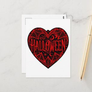 Halloween Hart, Zwarte Hartvorm, Feestdag Briefkaart