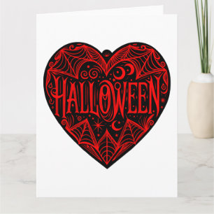 Halloween Hart, Zwarte Hartvorm, Feestdag Kaart