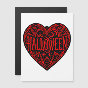 Halloween Hart, Zwarte Hartvorm, Feestdag Magnetische Uitnodiging