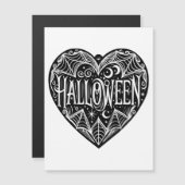 Halloween Hart, Zwarte Hartvorm, Feestdag Magnetische Uitnodiging (Voorkant / Achterkant)
