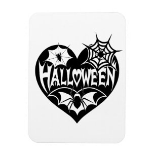 Halloween Hart, Zwarte Hartvorm, Spinnenweb Magneet